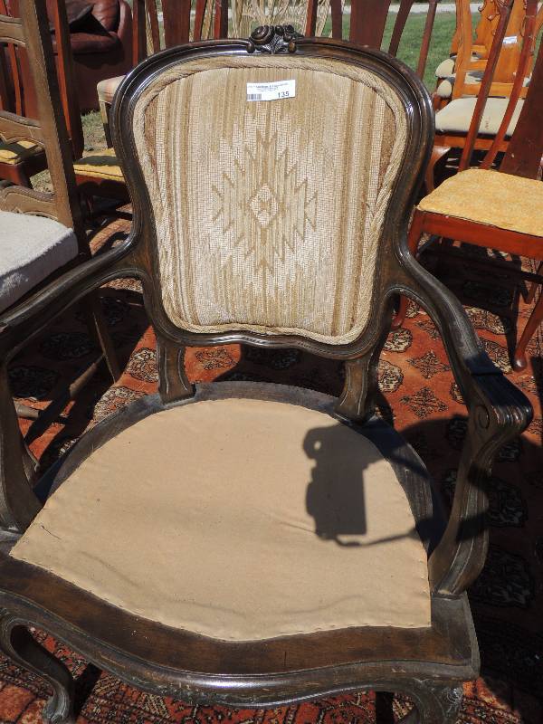 lot 135 image: Wicker seat chair with cushion (bro...