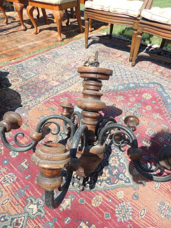 lot 144 image: Vintage Wooden chandelier...