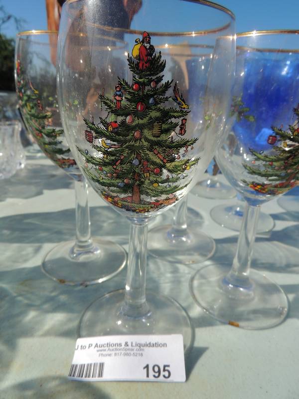 lot 195 image: CHRISTMAS TREE WINE GLASSES - SPOD...