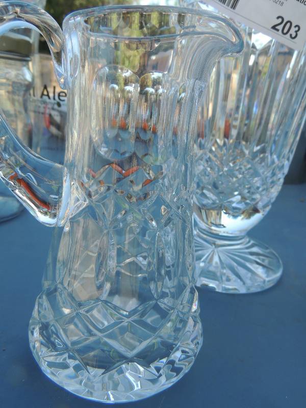 lot 203 image: 10and  8 CRYSTAL PITCHER AND 12...