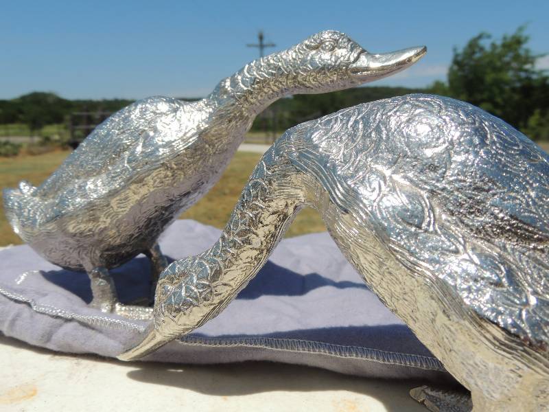 lot 276 image: Silver Ducks  qty 2   - Silverplate...