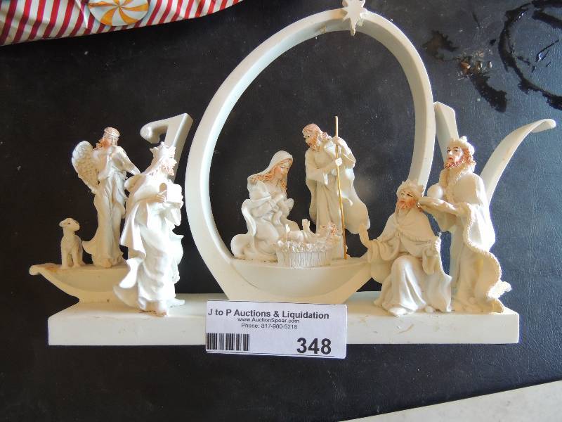 lot 348 image: Lighted Joy nativity scene...