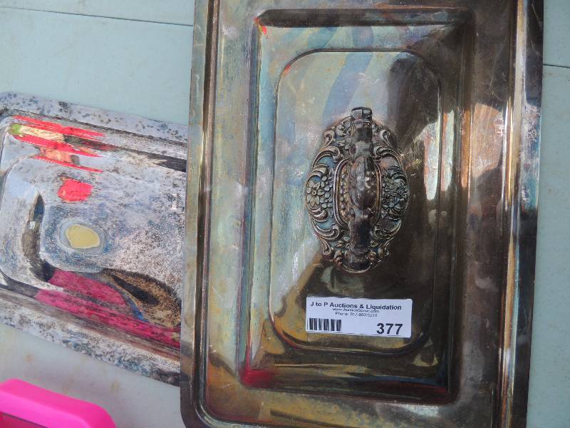 lot 377 image: Casserole lid ( silver plated x 2)...