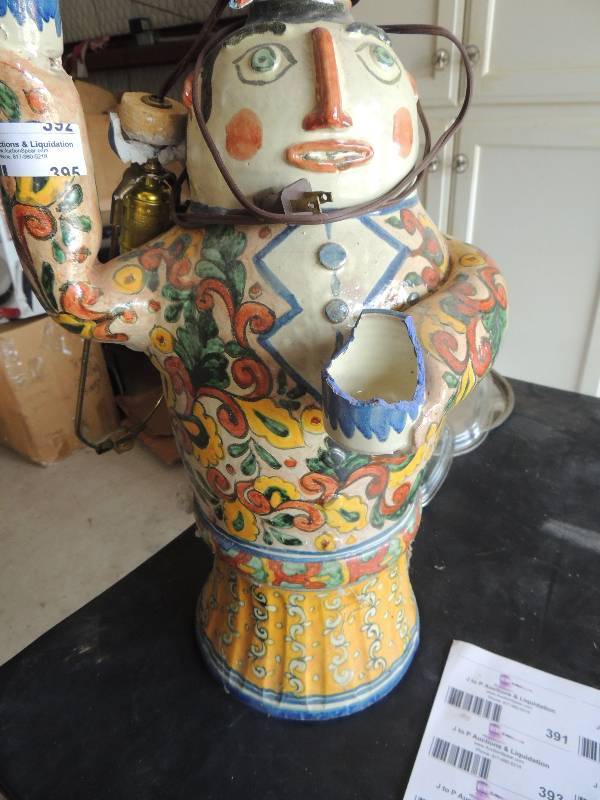 lot 395 image: Mexican pottery lamps...