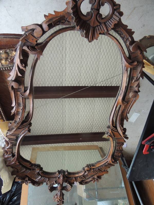 lot 400 image: Vanity Mirror hand carved 50x24 ...