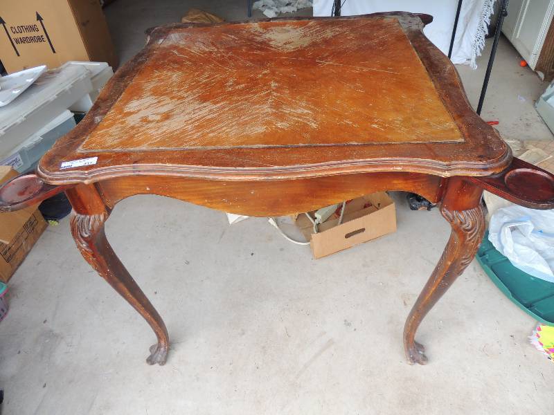lot 417 image: WOODEN Game Table  has pullout Dri...