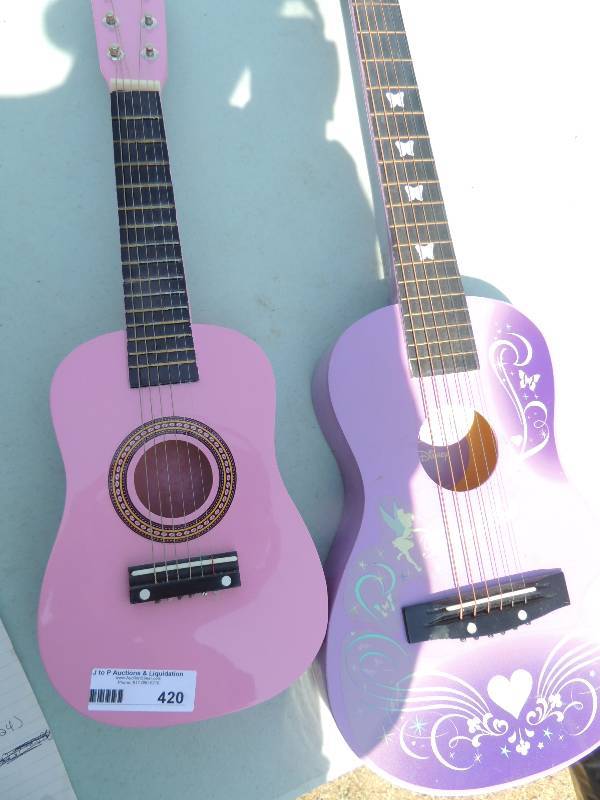 lot 420 image: 2 Kids Guitars- purple Disney Tinke...