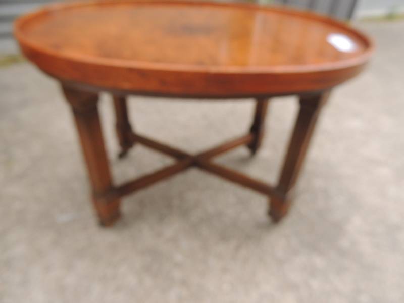 lot 13 image: Small Cherry table on wheels made i...