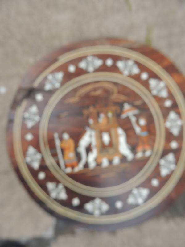 lot 14 image: Oriental Inlayed stool, hand made 1...