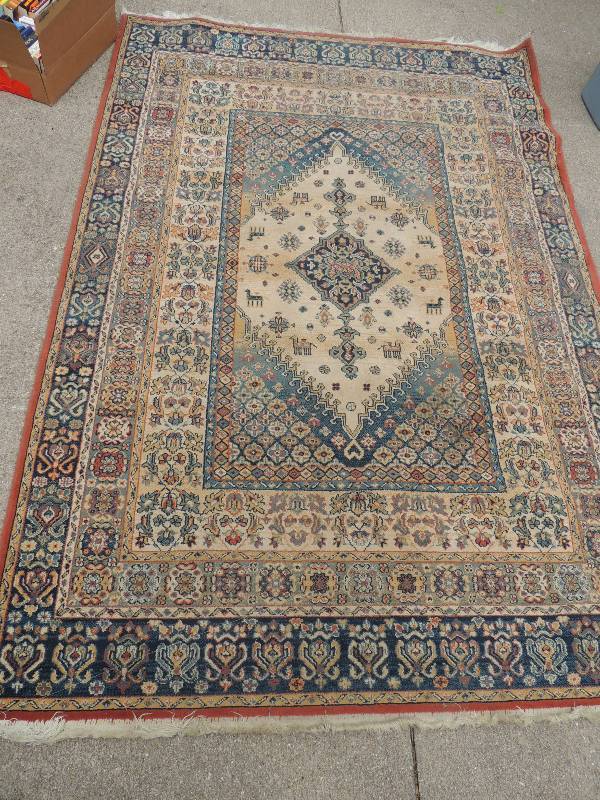 lot 23 image: Area rug maroon and gold Osta Carp...