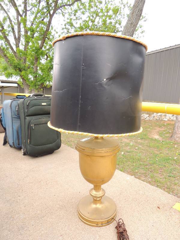 lot 49 image: Large brass lamp - shade is mirrore...