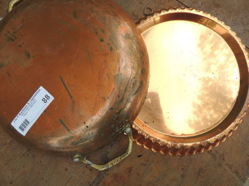 lot 88 image: Double handled Copper cooking dish ...