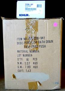 lot 1 image: BIG $ CASE - KOHLER T37396-VNT (CASE OF 16) PUREFLO CABLE BATH DRAIN TRIM   $80 EACH (16X$)