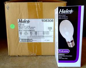 lot 15 image: NEWCASE OF 11 - HALCO ProLume Mercury Vapor HID Light Bulb (108308) 100 watt (11X$)