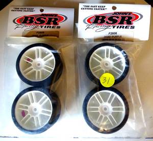 lot 31 image: NEWSEALED - Johns BSR Racing F2635 26MM 35 Nitro Front Foam Tires (4) - New Old Stock