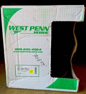 lot 49 image: West Penn Wire 841BK1000 - Rg-6 18 Solid Bare Catv (708 OF 1000 ft in Box) $$$