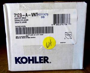 lot 64 image: NEWSEALED - KOHLER 7129-A-VNT LAVATORY DRAIN - VINTAGE NICKEL FINISH $$