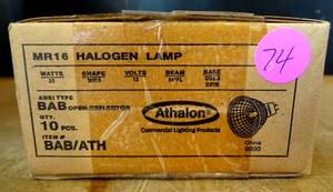 lot 74 image: SEALED CASE OF 10 - ATHALON MR16 HALOGEN LAMP BAB OPEN REFLECTOR