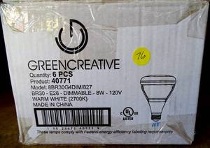 lot 76 image: GreenCreative PAR30-E26-8W-2700K TITANIUM LED PRO 65w FLOOD LIGHT - CASE OF 6 $$