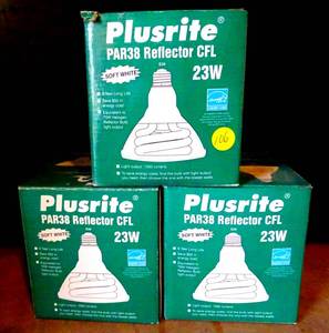lot 106 image: PLUSRITE PAR36 REFLECTOR CFL 23W SOFT WHITE 1050 LUMENS FLOOD LIGHT (3X$)