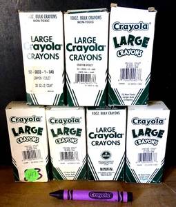 lot 147 image: LOT OF CRAYOLA LARGE CRAYONS - PURPLE 7 BOXES OF 12