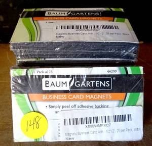 lot 148 image: BAUM GARTENS Business Card Magnets 25Pkg 3.5X2 Peel Off Adhesive (LOT OF 5 X 25  125 PIECES)