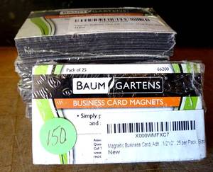 lot 150 image: BAUM GARTENS Business Card Magnets 25Pkg 3.5X2 Peel Off Adhesive (LOT OF 5 X 25  125 PIECES)