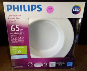 lot 177 image: NEWSEALED - PHILIPS LED RECESSED RETROFIT TRIM 5-6 LIGHT