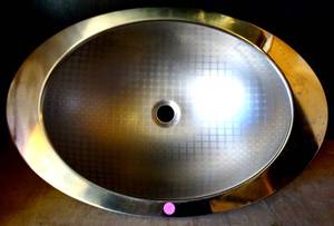 lot 195 image: BIG $ ITEM - KOHLER STAINLESS LAZER ETCHED OVAL BATH SINK (K-2601-E)
