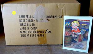 lot 197 image: CASE OF 30 UNITS - CAMPELLS SOUP 2005 NOTE CARDS WITH ENVELOPES (4 DIFFERENT DESIGNS WITH 20 ENVELOPES) - 600 TOTAL BLANK NOTECARDS