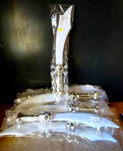 lot 198 image: FUN CENTRAL LED LIGHT UP SKULL CRYSTAL PIRATES SWORDS (12X$)