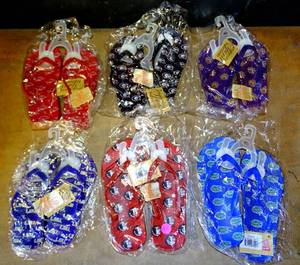 lot 212 image: NCAA UNIVERSITY SPIRIT CHILDRENS FLIP FLOPS - ARKANSAS, GEORGIA, LSU, CLEMSON, FLORIDA STATE, & FLORIDA (6X$)