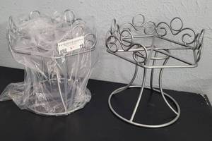 lot 19 image: METAL DECORATIVE HOLDERS AS SHOWN. (SOLD 2 X THE MONEY)