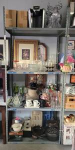 lot 21 image: 4-TIER METAL SHELF AS SHOWN. CONTENTS NOT INCLUDED. (DELAYED PICK UP -- AFTER 200PM)