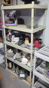 lot 37 image: 5-TIER PLASTIC SHELF AS SHOWN. CONTENTS NOT INCLUDED. (DELAYED PICK UP -- AFTER 200PM)