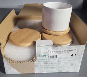 lot 49 image: SUN-E 4 SET FLOWER POTS AS SHOWN.