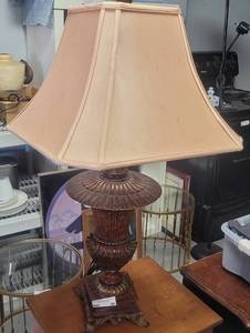 lot 66 image: TABLE LAMP WITH SHADE IN STYLE SHOWN.