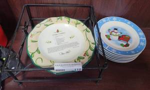 lot 110 image: PLATES AND HOLDER AS SHOWN.