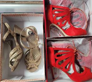 lot 120 image: (3) WOMENS HEELS IN STYLES, COLORS, & CONDITIONS AS SHOWN. (SOLD x3 THE MONEY)
