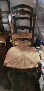 lot 125 image: (2) WOODEN FRAME  STRAW SEAT CHAIRS AS SHOWN. (SOLD 2 X THE MONEY)