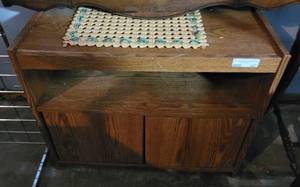 lot 127 image: MEDIA  MICROWAVE CABINET AS SHOWN.