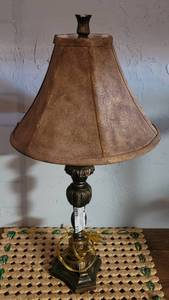 lot 130 image: TABLE LAMP WITH SHADE IN STYLE SHOWN.