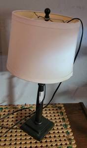 lot 133 image: TABLE LAMP WITH SHADE IN STYLE SHOWN.