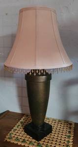 lot 142 image: TABLE LAMP WITH SHADE IN STYLE SHOWN.