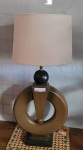 lot 143 image: TABLE LAMP WITH SHADE IN STYLE SHOWN. HEAVY.
