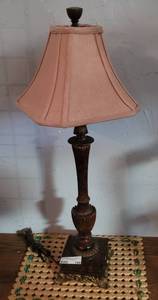 lot 144 image: TABLE LAMP WITH SHADE IN STYLE SHOWN.