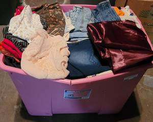 lot 183 image: CONTAINER LOT OF ASSORTED CLOTHING AS SHOWN. NICE MIXED LOT