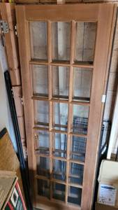 lot 211 image: (2) LARGE 18-PANE FRENCH DOORS AS SHOWN. THESE ARE HEAVY (SOLD 2 X THE MONEY)