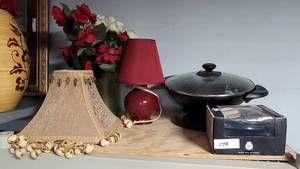 lot 244 image: ELECTRIC FRYER PAN AND MORE AS SHOWN.