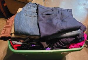 lot 256 image: CONTAINER LOT OF ASSORTED CLOTHING AS SHOWN. NICE MIXED LOT